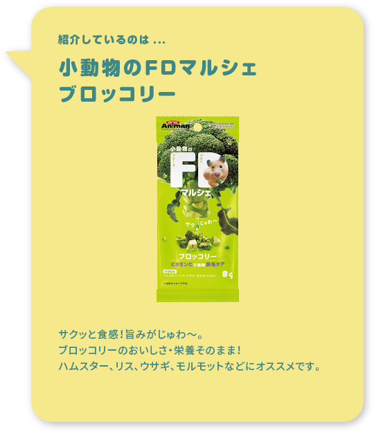 紹介しているのは...小動物のＦＤマルシェ　ブロッコリー