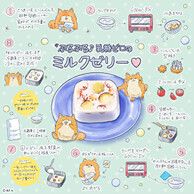 ぷるぷる♪乳糖ゼロのミルクゼリー イラスト