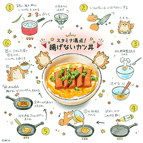 スタミナ満点！揚げないカツ丼 イラスト