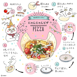 みんなでパーティー！ にゃんにゃんピザ イラスト