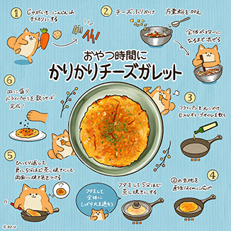 おやつ時間に♪かりかりチーズガレット イラスト