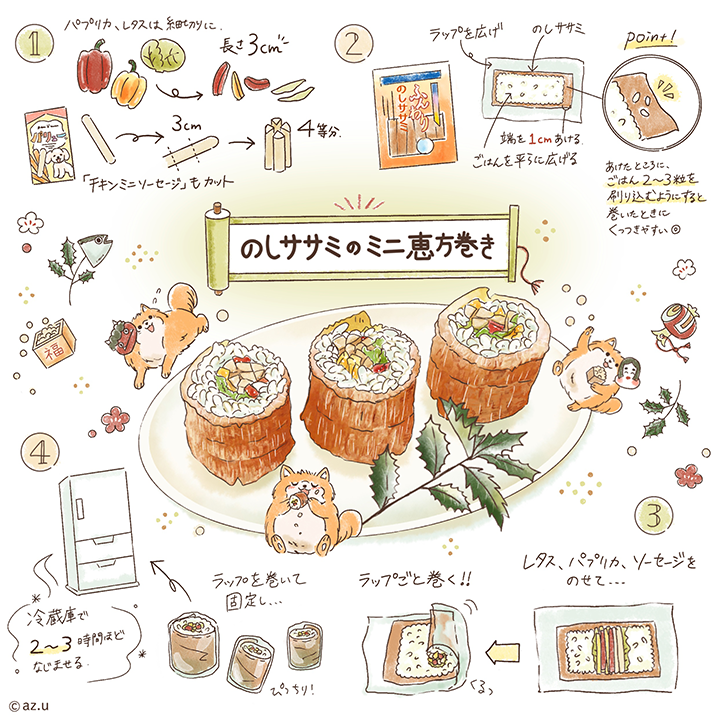 のしササミのミニ恵方巻き レシピ