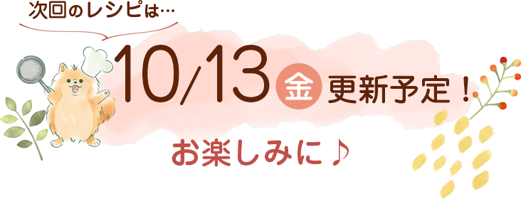 わんごはん次回の更新は2023年10/13(金)です！お楽しみに♪