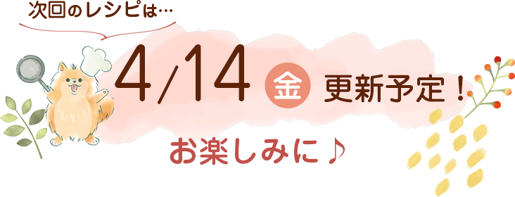 わんごはん次回の更新は4/14(金)です！お楽しみに♪